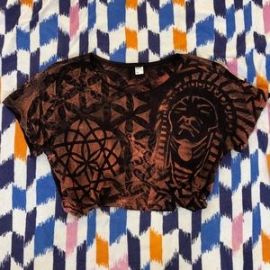 Tie dyed crop top, Rust black native design
